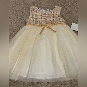 Blueberi Boulevard Cream and Gold Formal Dress Size 2T NWT